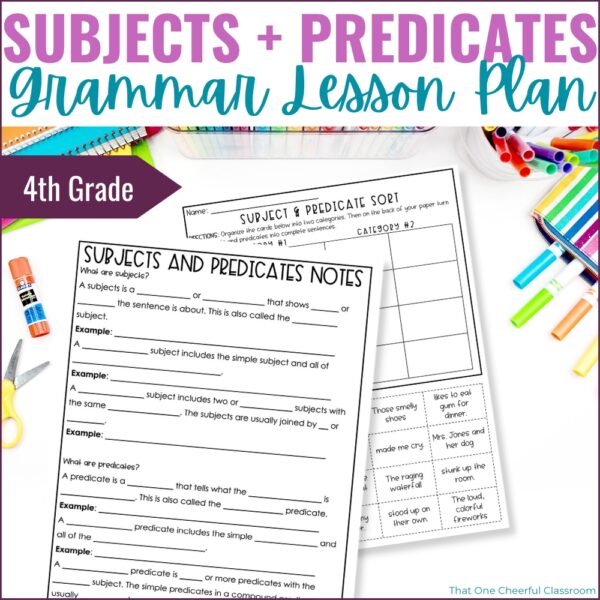 4th Grade Subject and Predicate Lesson Cover
