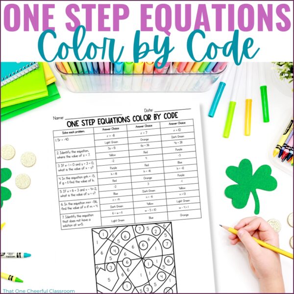 St. Patrick's Day One Step Equations Color by Code Cover