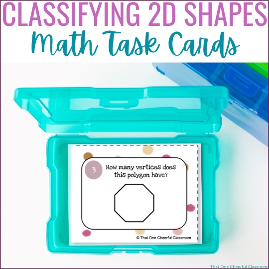 Classifying 2D Shapes Task Cards Cover