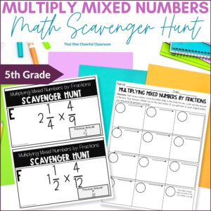 Multiplying Mixed Numbers by Fractions Scavenger Hunt Cover
