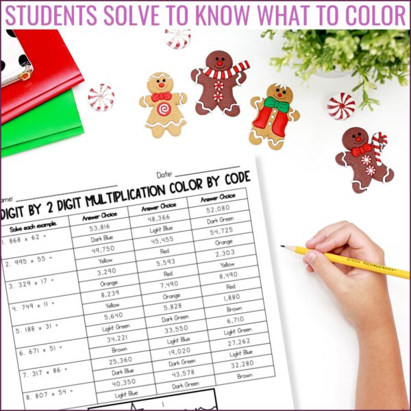 Christmas 3 Digit Multiplication Color by Code Thumb1
