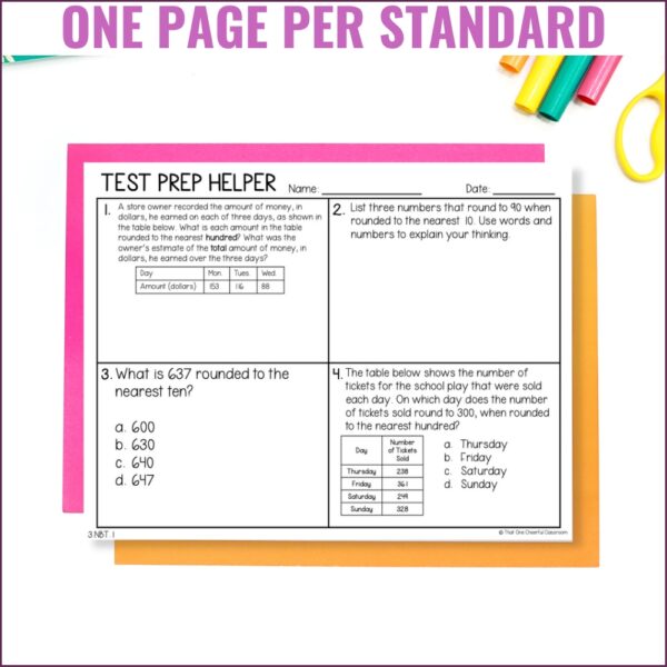 3rd Grade Numbers and Operations in Base Ten for Test Prep Thumb1