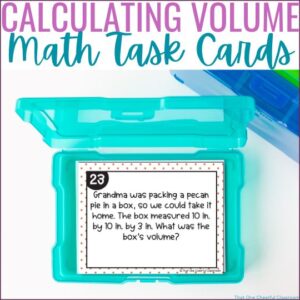 Calculating Volume Word Problems Task Cards Cover
