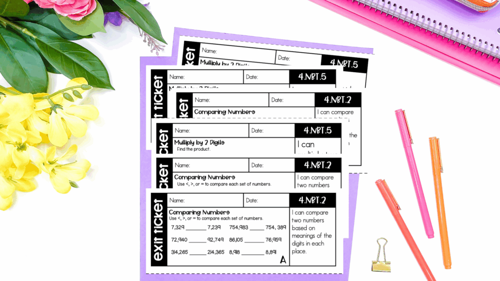 4th Grade Math Exit Ticket Sample - That One Cheerful Classroom