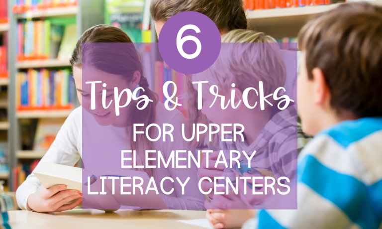 upper elementary literacy centers blog post header image